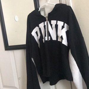 PINK 1/4 zip cropped sweater